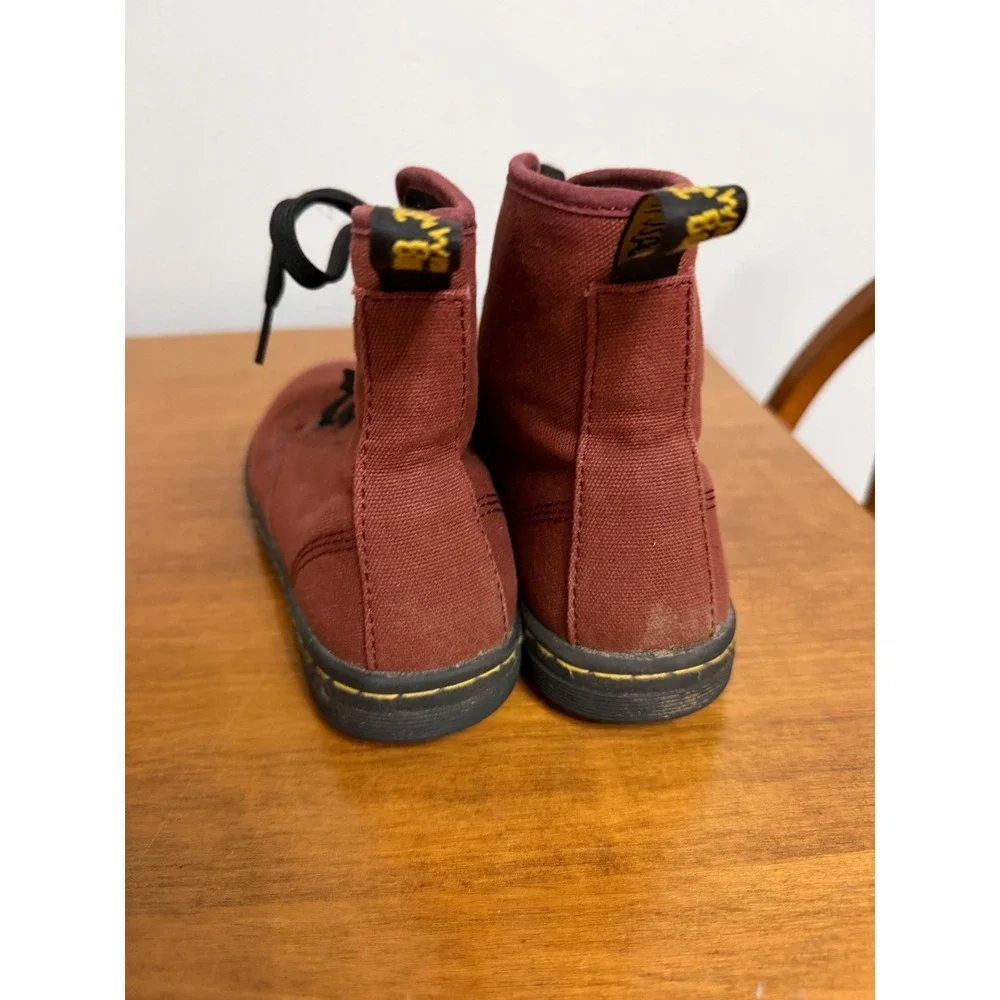 Dr.‎ Martens Kids Burgundy Canvas Lace Up Boots AirWair Maroon boot youth 5